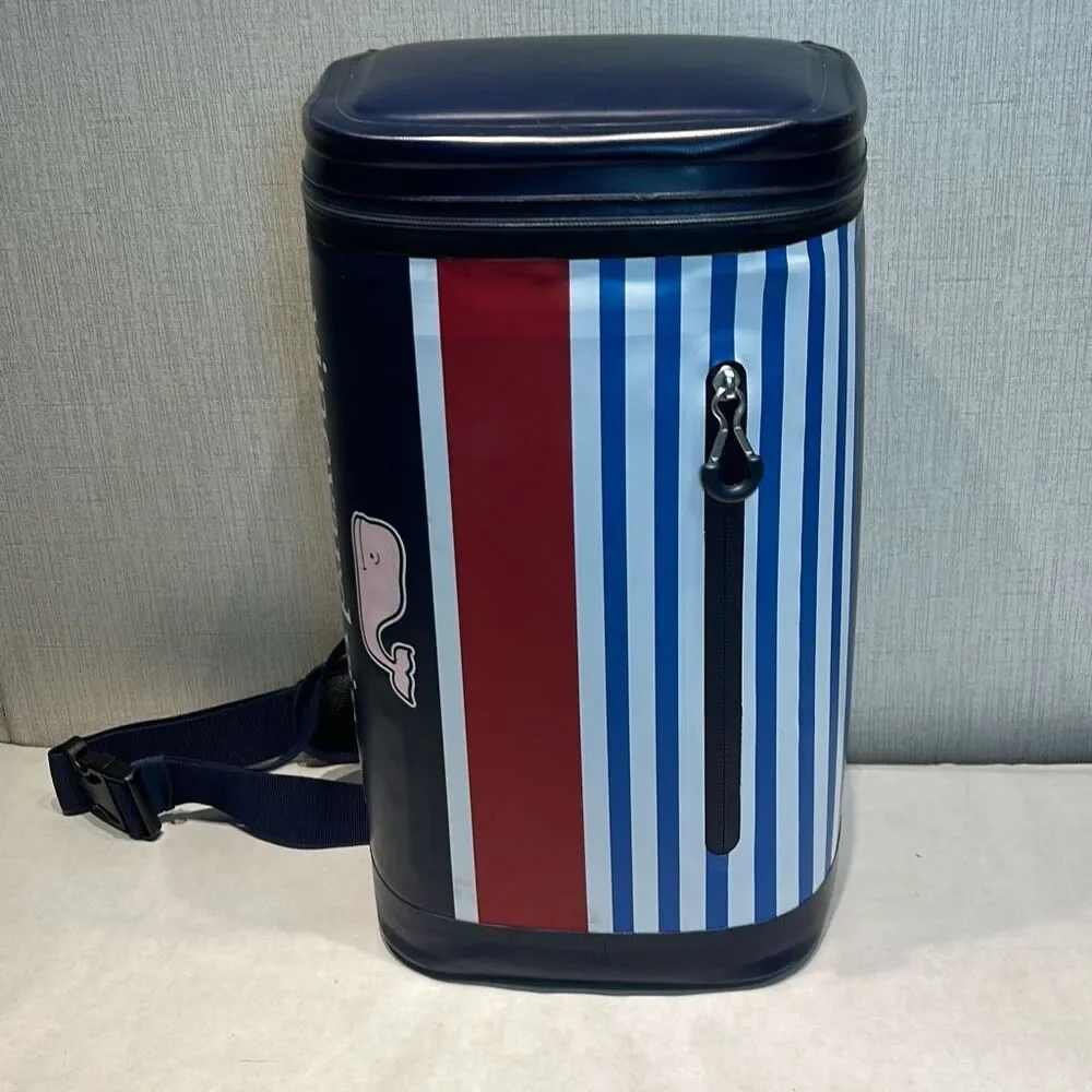 Vineyard Vines Insulated Sling Cooler Patriotic Pink Whale Red White Blue Stripe